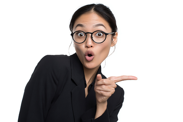 びっくり顔の女性