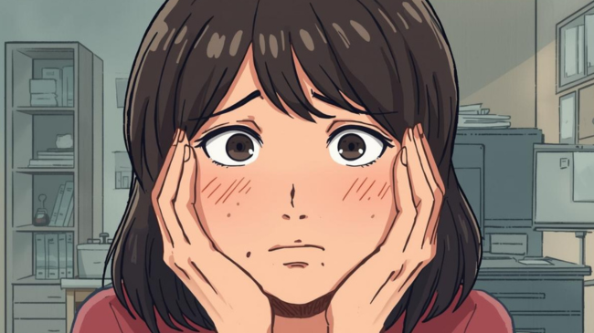 悩んでいる女性の顔