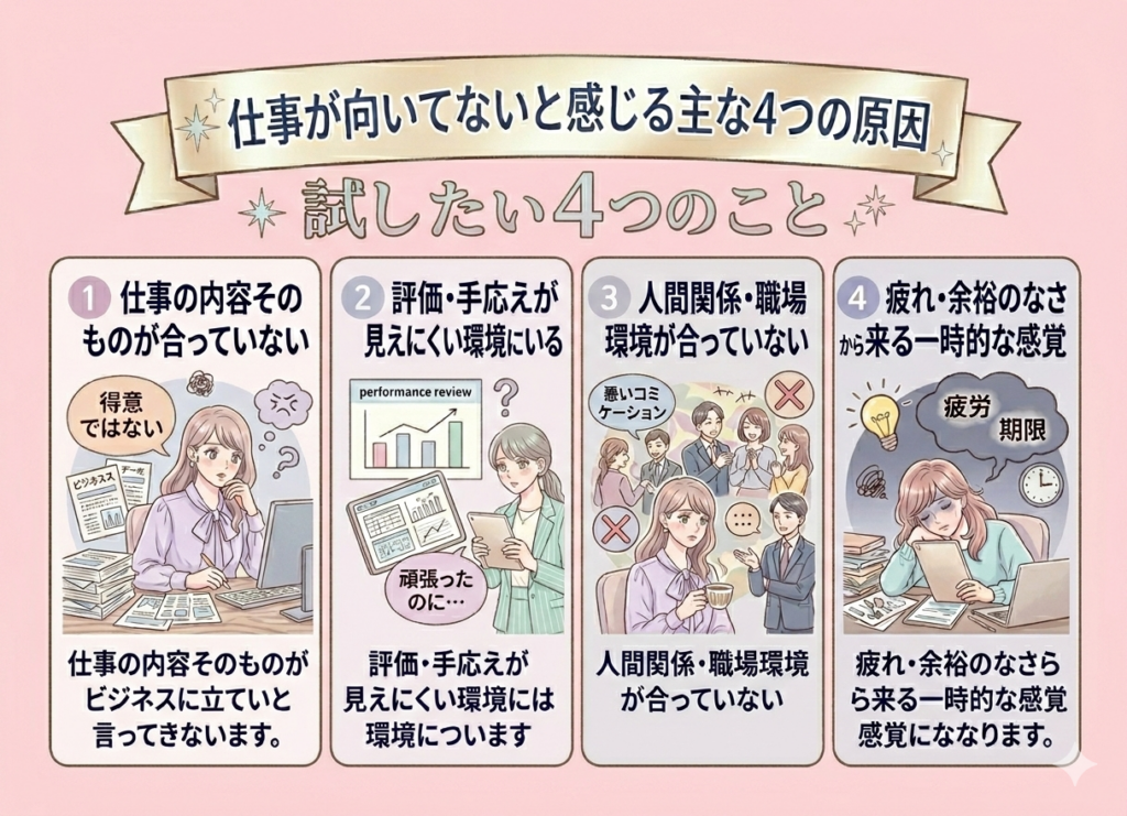 仕事が向いていないと感じる4つの原因